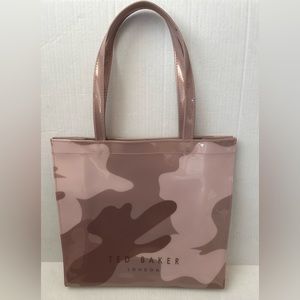 Ted Baker "No Ordinary Designer Bag Large Vinyl Shopping Tote Rose Pink Orig $60